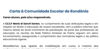 Seduc é acusada de perseguir trabalhadores em greve e tentar desmobilizar movimento em Espigão do Oeste